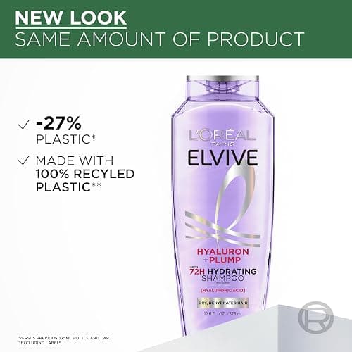 L'Oreal Paris Elvive Hyaluron Plump Hydrating Shampoo for Dehydrated, Dry Hair Infused with Hyaluronic Acid Care Complex, Paraben-Free, 12.6 Fl Oz thumbnail 5