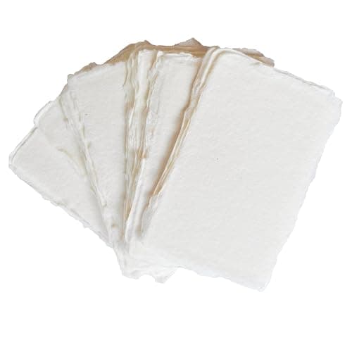 Handmade Cotton Paper with Deckle Edge Recycled Cotton Rag Mixed Media Card Stock for Placecard/Escort Cards, Place Cards, Vow Cards, Business Card (150gsm, 2x3 inch "A8", 50 Pack) - Image 1