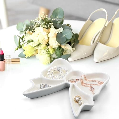❤️LemonRoad Coquette Bow Shaped Ceramic Jewelry Dish Tray Storage Tray Rings Necklace Bracelets Earrings Trays Cosmetics Jewelry Organizer for Coquette Room Decor Gifts thumbnail 4