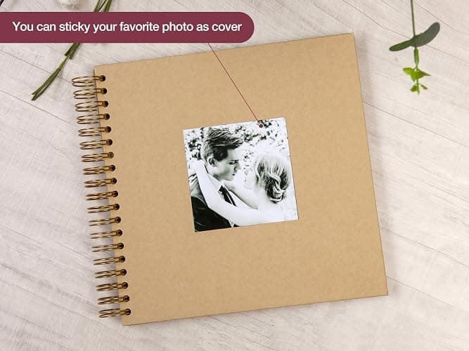 potricher 10 x 10 Inch DIY Scrapbook Photo Album 80 Pages, Yellow | Thick Kraft Paper Scrap Book Photo Albums, Memory Book for Wedding, Anniversary, Baby, Family, Travel, DIY Projects thumbnail 3