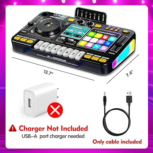 Kids DJ Mixer Controller Table Musical Toy Electronic Bluetooth Toy with LED Lights Sound Effect Microphone Piano DJ Board Key Musical Instruments Birthday Gift Toys for 3 4 5 6 7 Year Old Boy Girl thumbnail 3