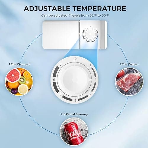 Antarctic Star Compact Refrigerator Mini Fridge with Freezer, Single Reversible Door, Dorm Fridge, Wire Shelf, Defrost Button, for Bedroom, Office, kitchen, 1.7 Cu. Ft, Steel thumbnail 4