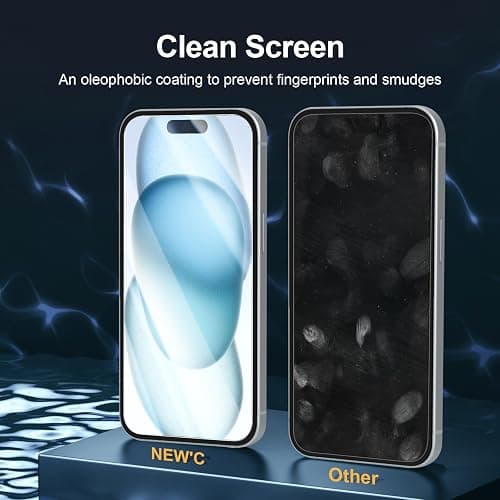 NEW'C 3 Pack Designed for iPhone 16, iPhone 15 Screen Protector (6.1 inches),Enhanced Tempered Glass Protection with easy installation tool included,Case Friendly Ultra Resistant thumbnail 5