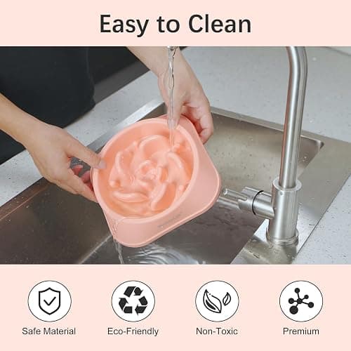 MateeyLife Slow Feeder Dog Bowls 2PCS, Anti-Choking Puzzle Dog Food Bowls, Anti-Slip Interactive Feeding Slow Down Eating, Bloat Stop Maze Dishes for Medium Breeds Pink&Purple thumbnail 7