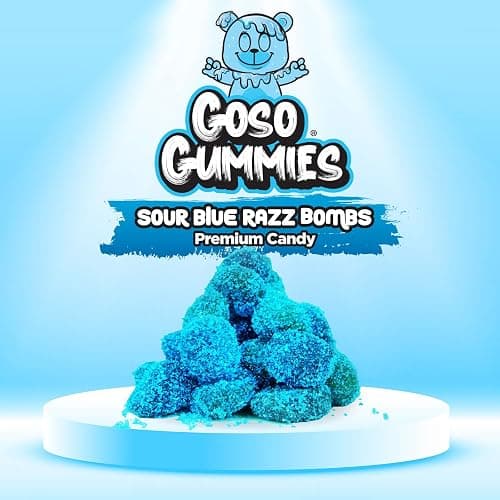 Goso Gummies Sour Blue Razz Bombs – 6oz Bag – Sour Blue Raspberry Filled Candy thumbnail 3