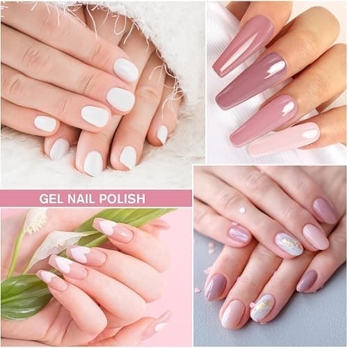 Shining She UV Nagellack, 6 Farben Gellack UV Pastell Rosa Weiß Nude Rosa Dunkelrosa Nude Gel Polish Soak-Off UV Gel Nagellack für Anfänger Nail Salon DIY,8ML thumbnail 5