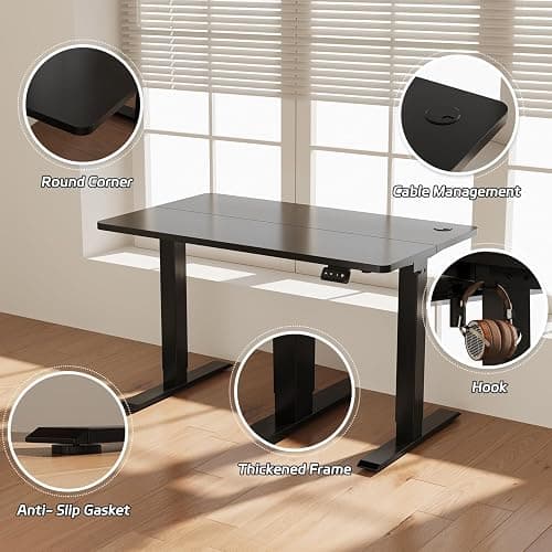 JUMMICO Electric Standing Desk, 100 x 60 cm Home Office Height Adjustable Desk, Computer Lift Table with Smart Panel & Memory Function, Black thumbnail 7