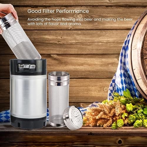 Tlence 2 Pack Beer Dry Hopper Filters, 2.8 x 7 inch 300 Micron Mesh Hop Strainer with Lid, Stainless Steel Beer Hop Spider with Nylon Bristles, Brewing Filters Straining Keg for Home Coffee Wine Juice thumbnail 7