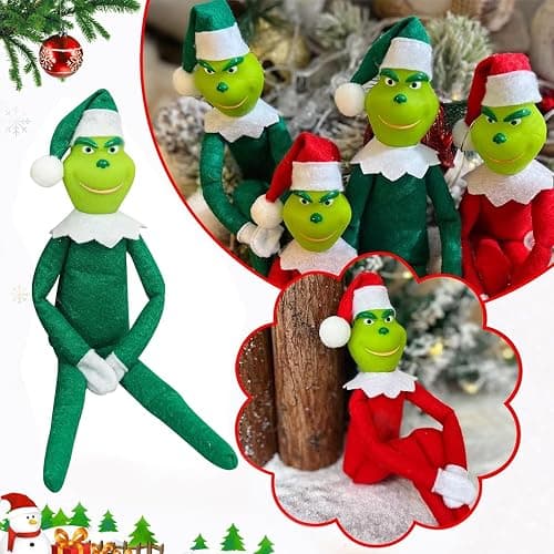 12.6'' Red Christmas Monster Plush Toy, Christmas Stuffed Figures Doll for Kids and Christmas Tree Home Decorations(Green) - Image 1
