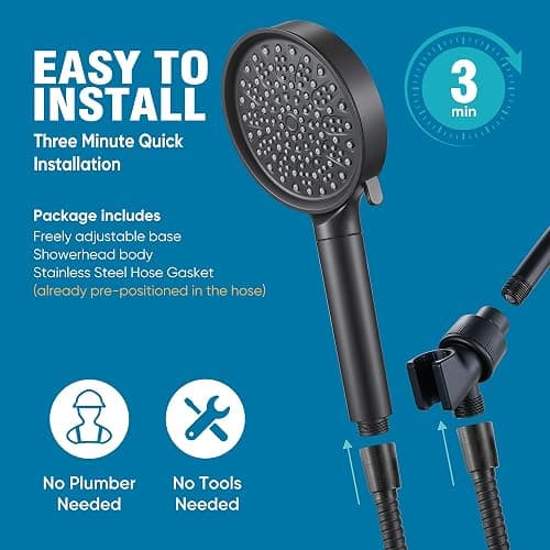 Cobbe Filtered Shower Head with Handheld, Water Softener for Hard Water | High Pressure 6 Spray Mode Showerhead with Filters - Remove Chlorine&Harmful Substances - Reduces Dry Itchy Skin, Matte Black thumbnail 9