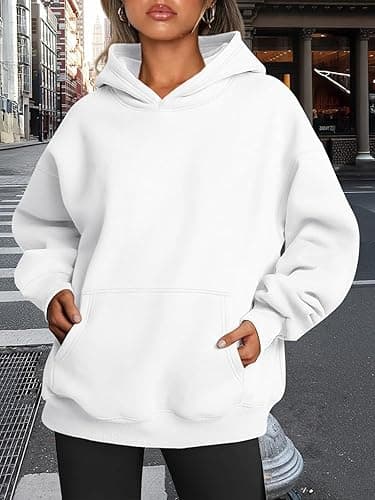 Trendy Queen Womens Oversized Hoodies Fleece Sweatshirts Fall Fashion 2025 Pullover Sweaters Winter Clothes - White - Small thumbnail 6