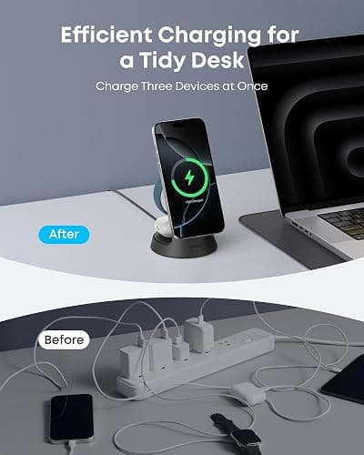 Anker MagGo Magnetic Wireless Charger (Dock Stand), 3-in-1 Qi2 Certified 15W MagSafe Compatible Wireless Charger, For iPhone 17/16/15/14/13 Series, Apple Watch, AirPods Pro, and More (Adapter Included thumbnail 5