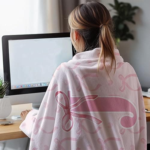 JKMBN Coquette Pink Bow Throw Blanket,Personalized Initial J Soft Fluffy Cozy Flannel Blanket,Monogrammed Gifts for Daughter Women Teen Girls,Customized Blanket for Bedding Bedroom Office,50x60 Inches thumbnail 5