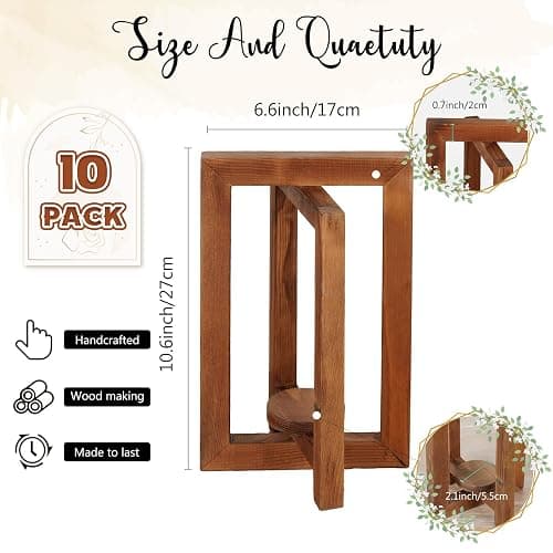 OurWarm 10Pcs Wedding Centerpieces for Tables, Foldable Centerpiece Table Decorations Center Pieces Decoration for Table, Rustic Wood Lantern Centerpieces for Tables Wedding Party Table Decor (Brown) thumbnail 3