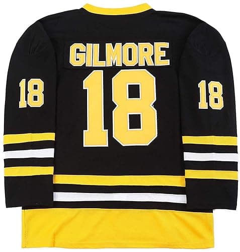 Boston Happy Gilmore #18 Adam Sandler 1996 Movie Ice Hockey Jersey Stitched Letters and Numbers S-XXXL - Small - Black