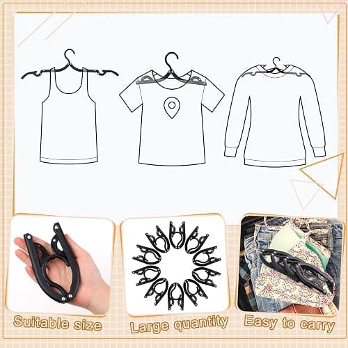 Sieral 40 Pcs Foldable Travel Hangers Plastic Portable Folding Clothes Hangers Cruise Ship Essentials for Travel Cruises Suitcase Dormitory School Hotel Women Laundry Coat Bag Drying(Black) thumbnail 5