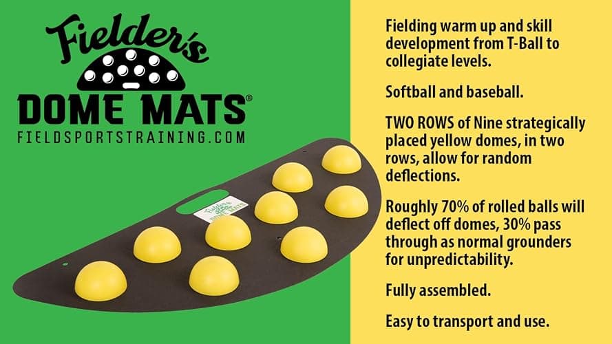 Fielder's Dome Mat – Baseball and Softball Bad Hop Training Equipment for Fielding Practice, Agility, Hand-Eye Coordination and Reaction Speed. Durable, Multi-Surface Compatible. 33.5" x 14" x 1.75" thumbnail 4