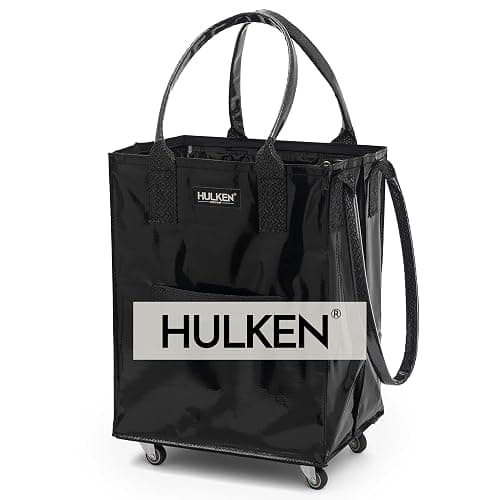 (Medium, Black) Reusable Grocery Bag On Wheels, Shopping Trolley, Rolling Tote, Zipper Closure, Lightweight, Carries Up to 66 lb, Folds Flat, Unbreakable Handles - Image 1