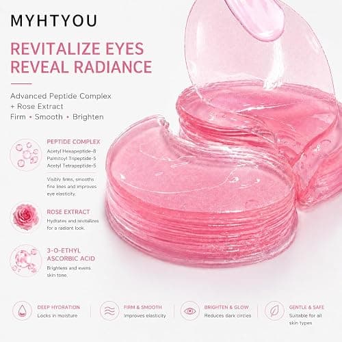 FANMIN Under Eye Mask, Rose Under Eye Gel Pads With Collagen, Skincare Eye Patch Masks for Women and Men thumbnail 3