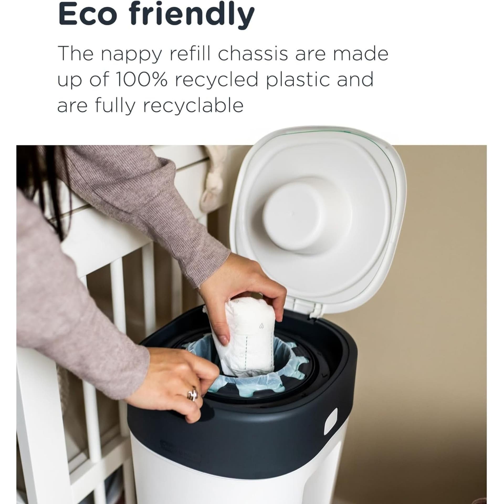 Tommee Tippee Twist and Click nappy bin, size XL, for up to 60 diapers, more environmentally friendly system thumbnail 3