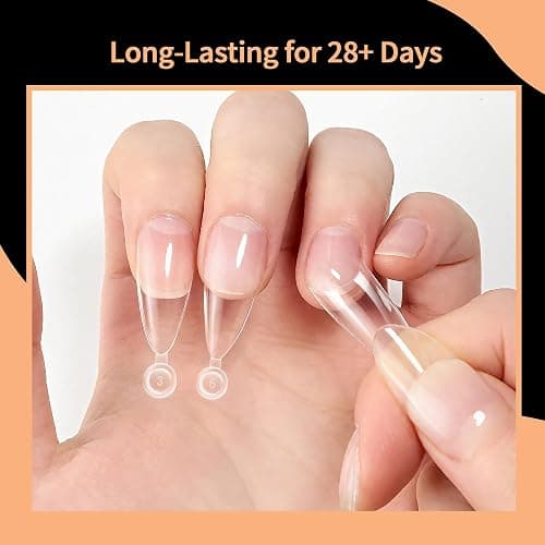 SITELENABY Almond Nail Tips,Soft Gel Almond X Press On Nails,300PCS Acrylic Nail Tips Half Cover Clear Gel Press on Flase Nail Tip for Extension 12Sizes thumbnail 4