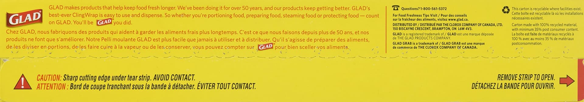 Glad ClingWrap Plastic Wrap, 90 Metre Roll, Made in Canada of Global Components thumbnail 3