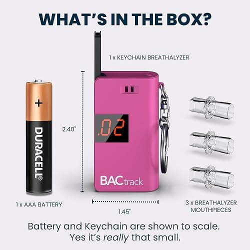 BACtrack Keychain Breathalyzer (Pink) | Ultra-Portable Pocket Keyring Alcohol Tester for Personal Use thumbnail 6