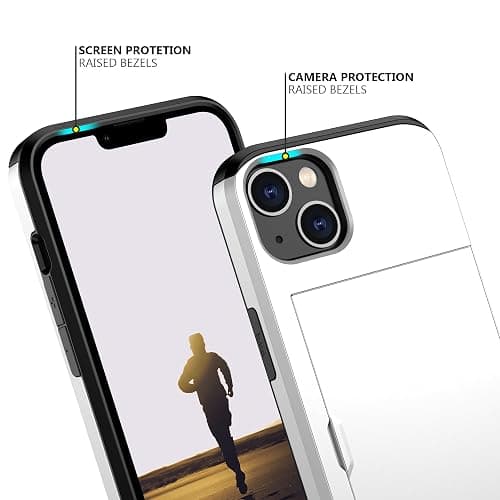 Nvollnoe for iPhone 13 Case with Card Holder Heavy Duty Protective Dual Layer Shockproof Hidden Card Slot Slim Wallet Case for iPhone 13 for Women&Men(White) thumbnail 4