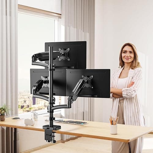 MOUNT PRO Triple Monitor Mount for Max 32" Computer Screen, Adjustable 3 Monitor Desk Mount, up to 19.8lbs Each, Gas Spring Three Display Arm with Tilt Swivel Rotation, VESA Mount 75x75/100x100mm thumbnail 9