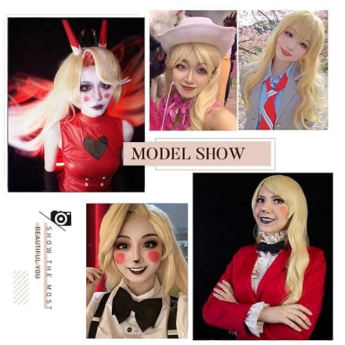 60cm Long Yellow Blonde Loose Wavy Princess Halloween Cosplay Costume Wig | Princess wig Heat Resistant High Temperature Synthetic Fiber Halloween Party Wig Dress Up Anime Show Blonde Hair thumbnail 2