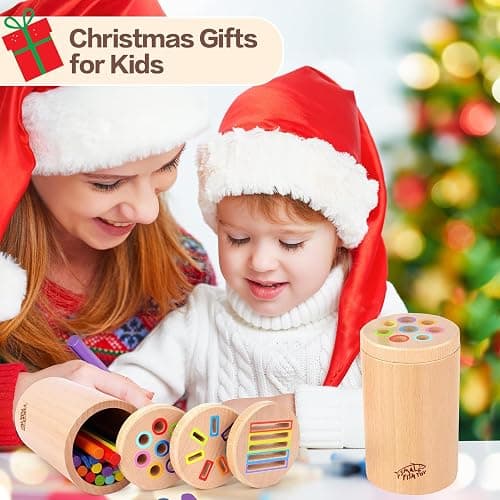 Wooden Montessori Baby Toddler Toys: 3 in 1Learning Fine Motor Skills Juguetes, Educational Color Sorting Fidget Sensory Toys for Toddlers 1-3, Object Permanence Cause and Effect Boys Girls Gifts thumbnail 7