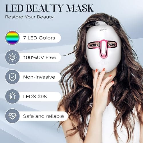 SDKWDH Red Light Photon Facial Mask, Wireless Rechargeable & Ergonomic Design with NIR, Portable for Home & Travel, Gold thumbnail 4