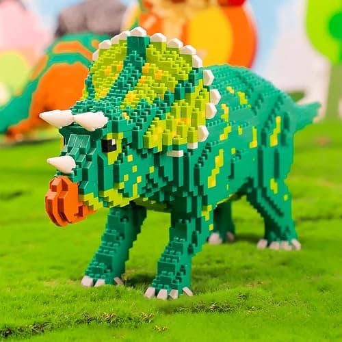 Larcele 1737 Pièces Micro Dinosaure Blocs de Construction Kit, Bricolage Mini Blocs de Briques Jouet Set KLJM-06 (Tricératops) thumbnail 5
