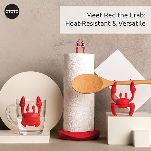 OTOTO Red the Crab Silicone Utensil Rest - Kitchen Gifts, Silicone Spoon Rest for Stove Top - Heat-Resistant Kitchen and Grill Utensil Holder - Non-Slip Spoon Holder Stove Organizer, Steam Releaser thumbnail 2