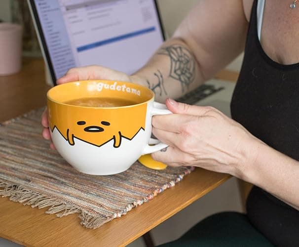 Silver Buffalo Gudetama Dangerous Situations Boxed Ceramic Soup Mug w/Spoon, 24-Ounce thumbnail 5