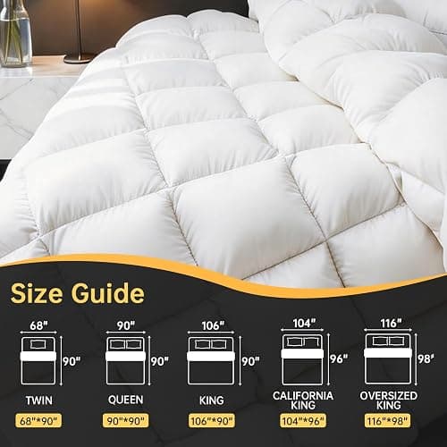 Goose Down Comforters 100% Oganic Cotton Shell California King Size Comforter Luxury Duvet Insert, All Season White Bed Comforter Medium Warmth Goose Down Duvet,430 Thread (Cali King 104x96) thumbnail 6