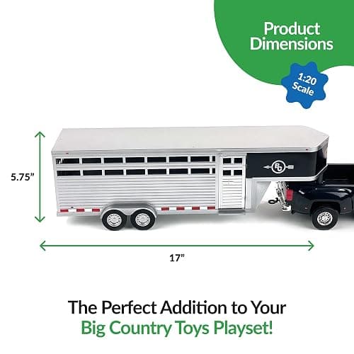 Big Country Toys - Sundowner Horse Trailer with Gooseneck Trailer Hitch for Farm Toys & Toy Trucks with Working Rear and Side Doors 1:20 Scale thumbnail 3