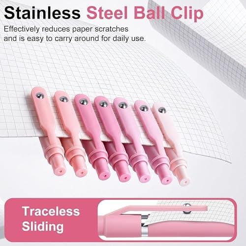 Fenmay Pink Pens Black Ink, 7 Pcs 0.7mm Fine Point Smooth Writing Gel Pens, Quick Dry & No Smudge, Cute Aesthetic Back-to-School Office School Supplies Gifts for Women & Students thumbnail 6