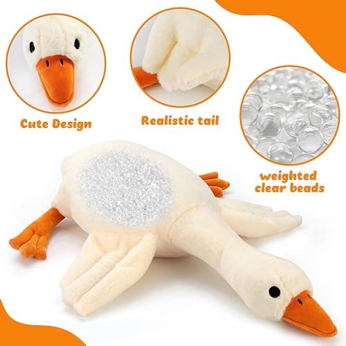 Qpewep 30" Goose Stuffed Animal Weighted Plush Toy 3.2Ibs White Swan Throw Soft Plush Sleeping Pillow Stuffed Animal Toys for Kids Gifts thumbnail 4