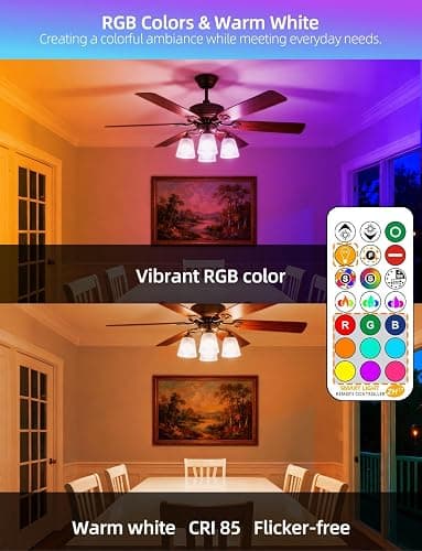 ILC Colour Changing Light Bulbs 85W Equivalent, Remote Control Light Bulb 2700K Warm White, LED RGB Light Bulb 6 Modes, Timing, Sync, E26 Screw Base (2 Pack) thumbnail 4
