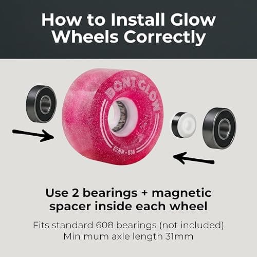 Bont Glow Light Up LED OUTDOOR Roller Skate Wheels – 62x35mm 83A | Pack of 4 | For Street and Recreational Skating (Pearl White) thumbnail 5