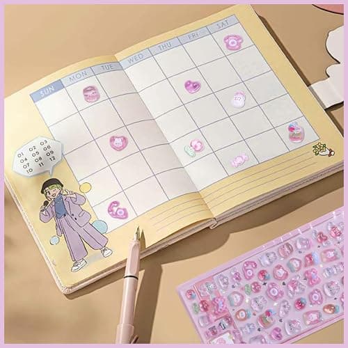 3D Cute Cartoon Pink Rabbit Puff Stickers - Kawaii Mini Puffy Reusable Stickers for Scrapbooks, Planner, Journals, Laptops, Phone Case Decoration thumbnail 2