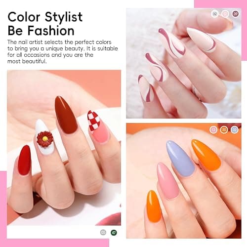 COSCELIA 40PCS Gel Nail Polish Set, 36 Winter Colors Gel Polish Set with Glossy Matte Sliver Top Base Coat Nude Red Brown Blue All Seasons Colors Nails Valentines Day Gifts for Women Teens Girls thumbnail 3