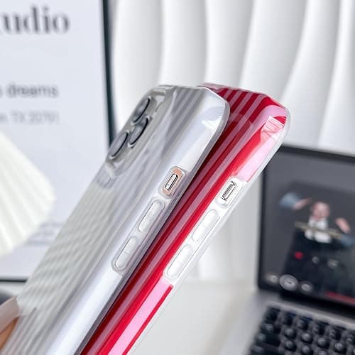 Yeddabox for iPhone 13 Pro Case Cute Striped Phone Case Soft TPU Slim Shockproof Phone Cover for Women Girls, Blue and White thumbnail 4