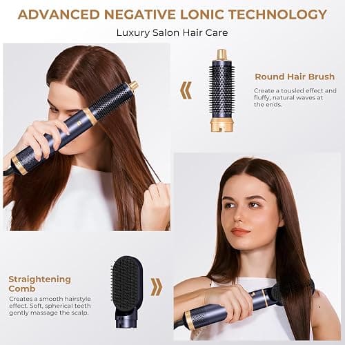 5 in 1 Hair Dryer Brush, Negative Ion Blow Dryer Brush Set Upgrade Hot Air Brush Air Styler Curling Wrap Air Curler, Curling Iron Hair Styling Tools As A Gift for Straight/Curl/Drying/Smoothing thumbnail 4