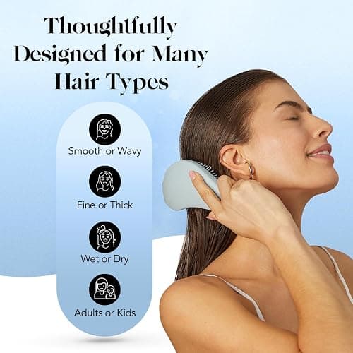 Kitsch Detangler Brush – Gentle Curly Hair Brush with Flexible Bristles for All Hair Types - Wet or Dry | Detangling Hair Brushes for Women & Men, Adults & Kids - Haze Blue thumbnail 4
