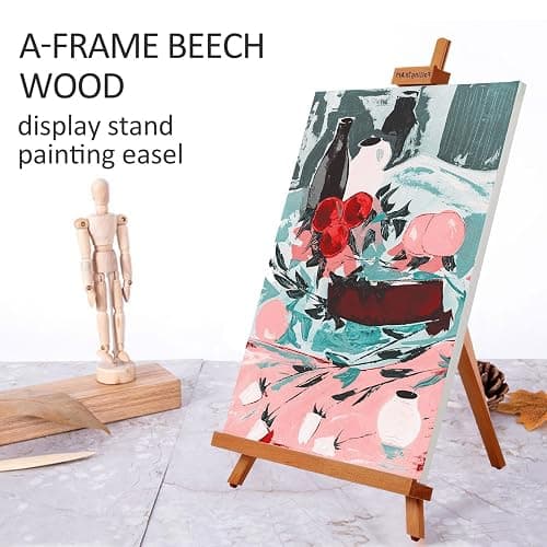 Falling in Art Beechwood 25" Tabletop Easel Display Stand for Painting - Holding Canvas Up to 22 1/2 Inches High, A-Frame Artist Tripod with Rubber Feet, Portable Photo and Sign Holder thumbnail 7