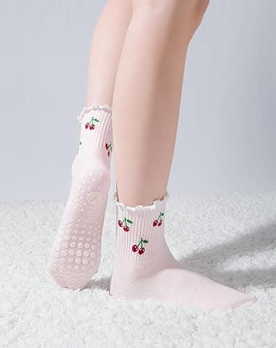 Yawlsow Pilates Grip Socks for Women Yoga Grippy Socks Cute Barre Non Skid Athletic Crew Sticky Sock Workout Hospital thumbnail 7