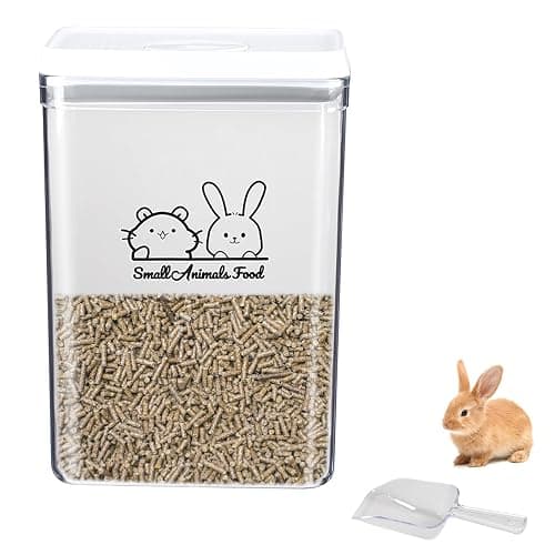 Pet Treat Storage Container,Clear Airtight Food Container One Button Opening Food Containers,with Handled Lid and Measuring Spoon Clear,for Storage Hamster Sand,Rabbit Food,Rabbit Nuggets Etc - Image 1