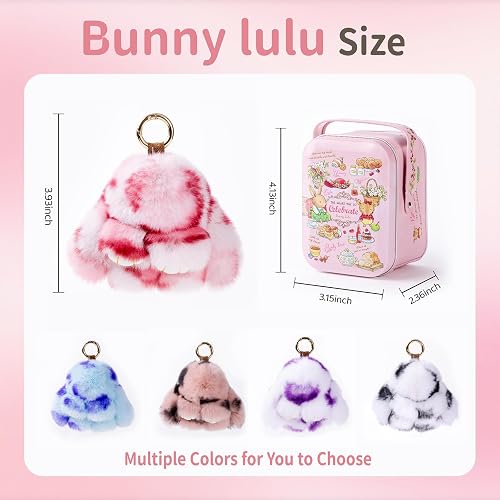 Bunny Keychain with Tin Handmade Soft Plush Rabbit Keychain with Best Wishes Card & Ribbon Bunny Bag Charm thumbnail 3